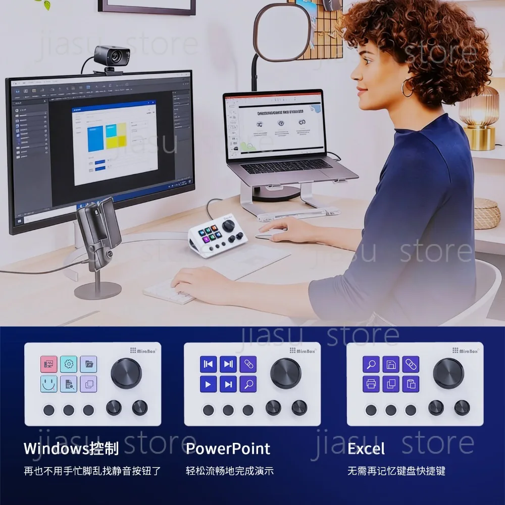 MiraBox N3 스트림 덱, LCD 화면이 있는 시각적 맞춤형 매크로 키보드, 라이브 스트리밍용 데스크탑 컨트롤러