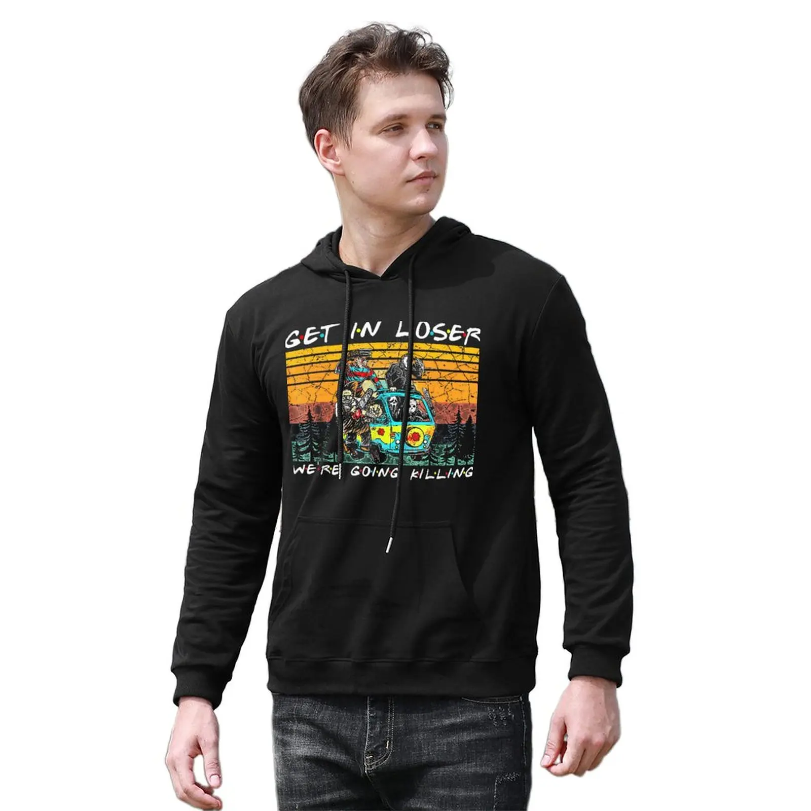 

Get In Loser We're Going Killing Hoodies Halloween Horror Nights Cotton Loose Pullover Hoodie Winter Big Cool Hoodie Mens