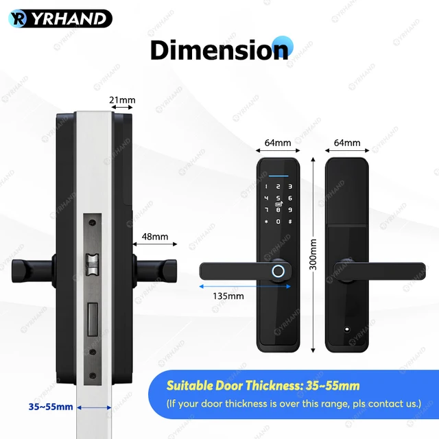YRHAND New Ttlock Wifi Electronic Smart Door Lock With Biometric Fingerprint Work with Google home Aleax  For home or Hotel 6