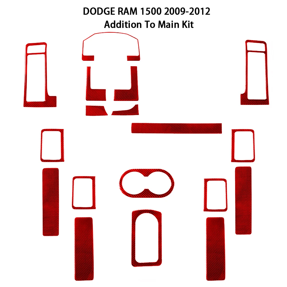 

Red Car Door Handle Water Cup Holder Speedometer Frame Carbon Fiber Trim Sticker For Dodge RAM 1500 2009-2012 Accessories