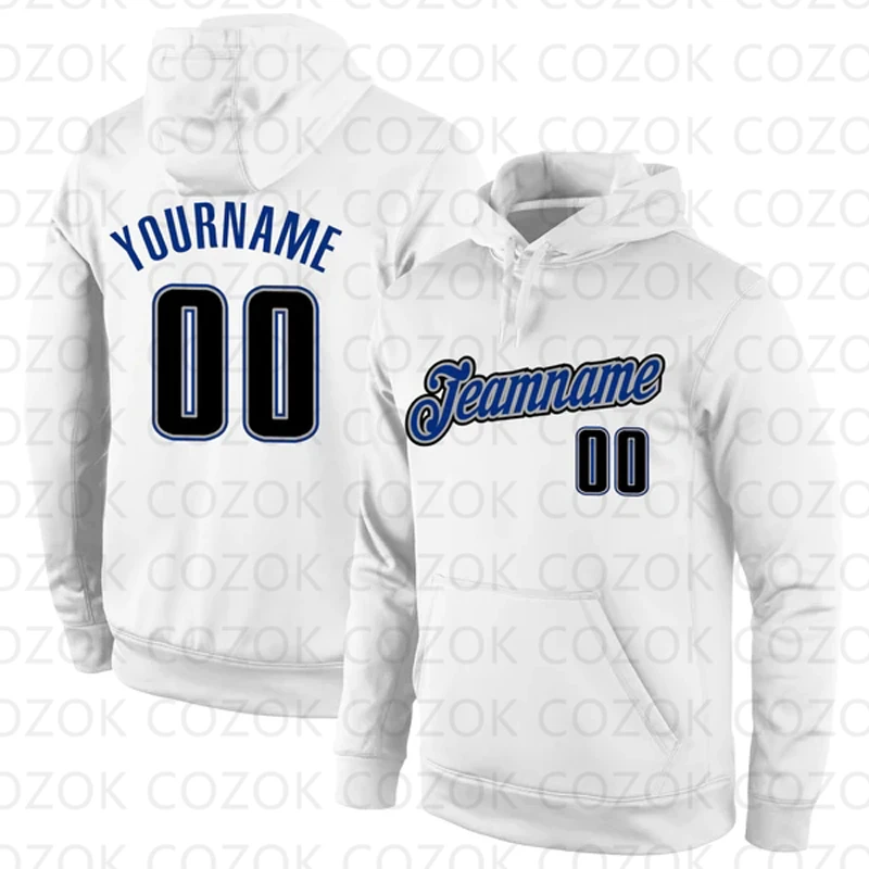 Customized Hoodies White Blue Color Jersey 3D Printed  Unisex Pullovers Hoodie Casual Sweatshirts