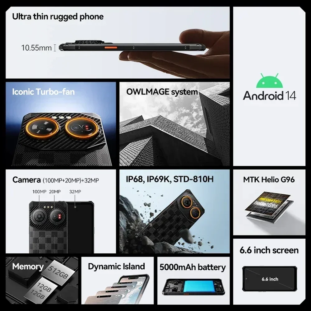 IIIF150 Air3 Rugged Machine 12GB+512GB Night Vision 6.6 Inch Helio G96 Smartphone Android 14 100MP 5500mAh 30W 4G Cel l Phone 2