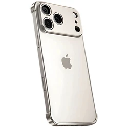 Metal Frameless Bumper Case with Lens Protection and Corner Pads Cover - iPhone 15 Plus (Titanium Gray)