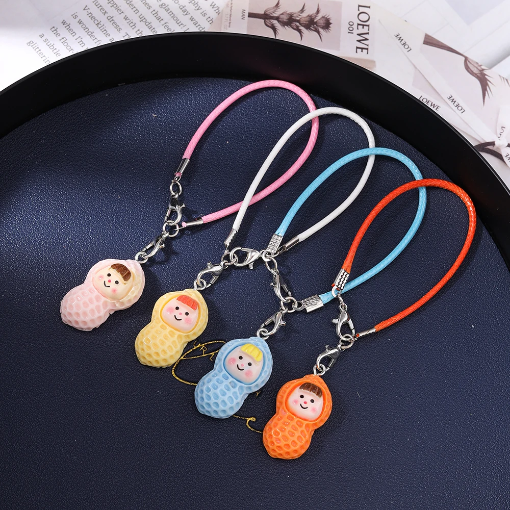 Aihua Süße Reizende Simulation Erdnüsse Telefon Kette Handgemachte Mobile Lanyard Hängen Telefon Gurt Schlüsselbund Anhänger Kind Schmuck Geschenke