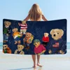 Cute Teddy Bear Happy Bath Towel Microfiber Soft Water Absorbing Breathable For Girl Kids Decorative Cartoon Beach Towel 3