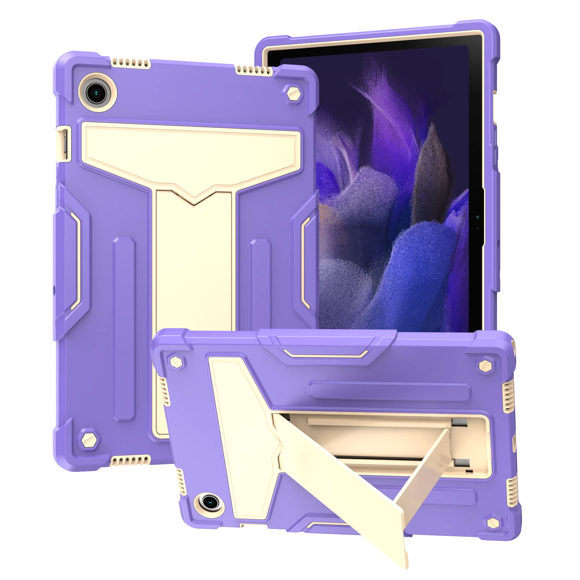 Sleek Two-Tone Tablet Case with Built-in T-Shaped Stand and All-Round Protection