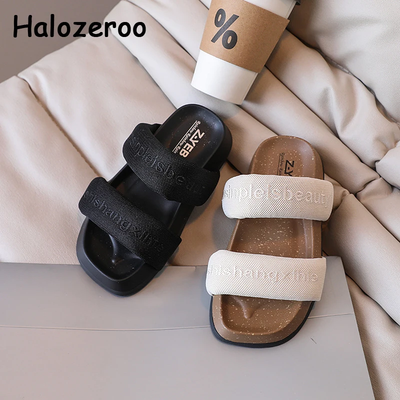

Summer New Baby Girls Beach Sandals Children Black Slides Kids Princess Brand Shoes Toddler Slipper Black Platform Fashion Mules
