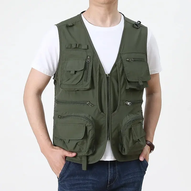 Summer Men Tactical Hiking Fishing Vest Multi-pocket Photographer Waistcoat Outdoor Leisure Male Thin Cargo Jacket Vests S-6XL - Image 3