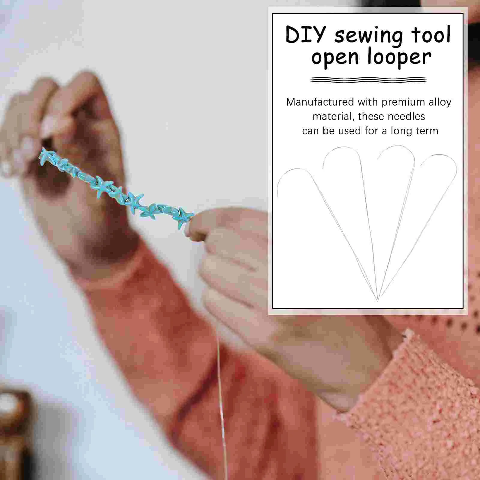 스테인레스 스틸 금속 오픈 루퍼 비즈 기계 바늘, 합금 DIY 재봉 도구, 4 개