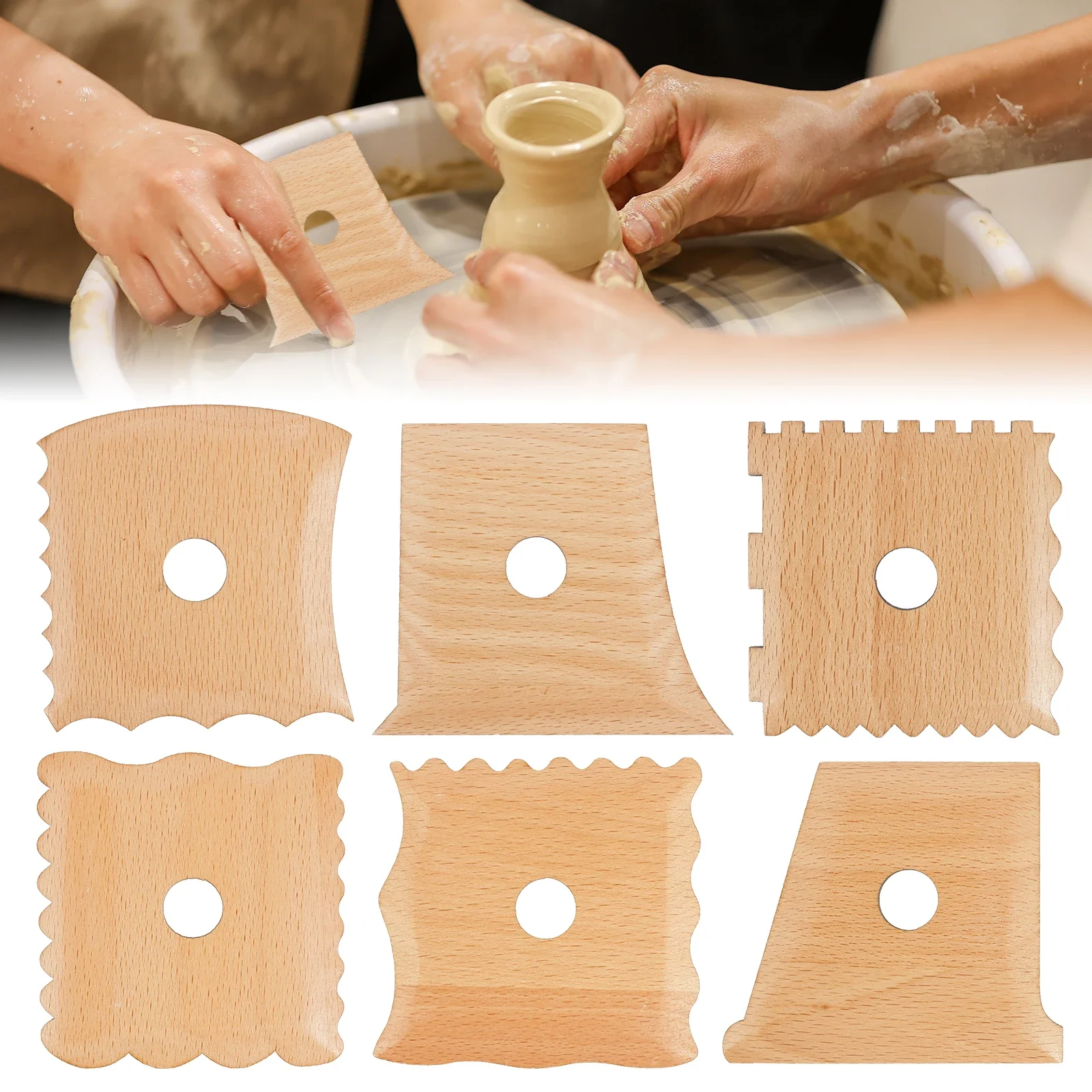 6 Pcs Pottery Foot Shaper Tools Beech Wood Pottery Ribs Portable Trimming Tools Easy to Use Sculpting pottery tools clay sculpting tools pottery sculpting tools