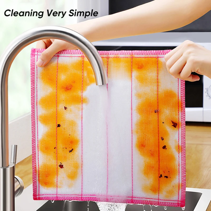 Thick Wavy Dish Cloth Rag Household Cleaning Kitchen Oil And Water  Absorption Is Not Easy To Shed Hair Housework Cleaning - AliExpress