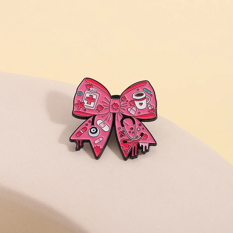 Rosa Schleife Emaille Pins Doktor Krankenschwester Stethoskop Metall Broschen Mode Revers Abzeichen Rucksack Kleidung Schmuck Geschenk für Freunde – Detail 10