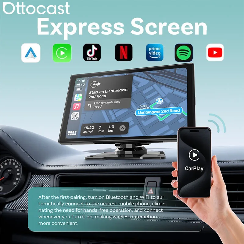 OTTOCAST Express 9 インチ CarPlay スクリーン Android 13 カーラジオ
