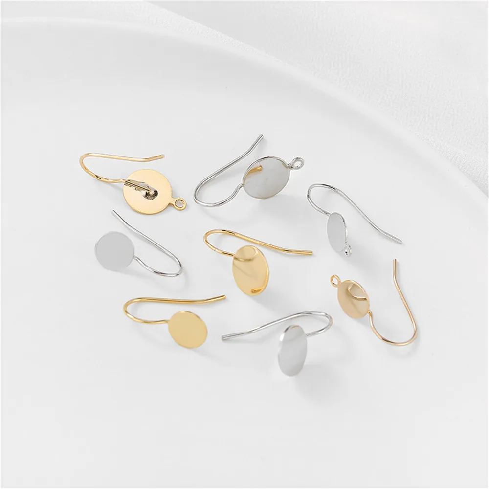 

14k gold wrapped flat bottom tray with ear hooks hanging hooks DIY handmade earrings ear rings jewelry materials accessories