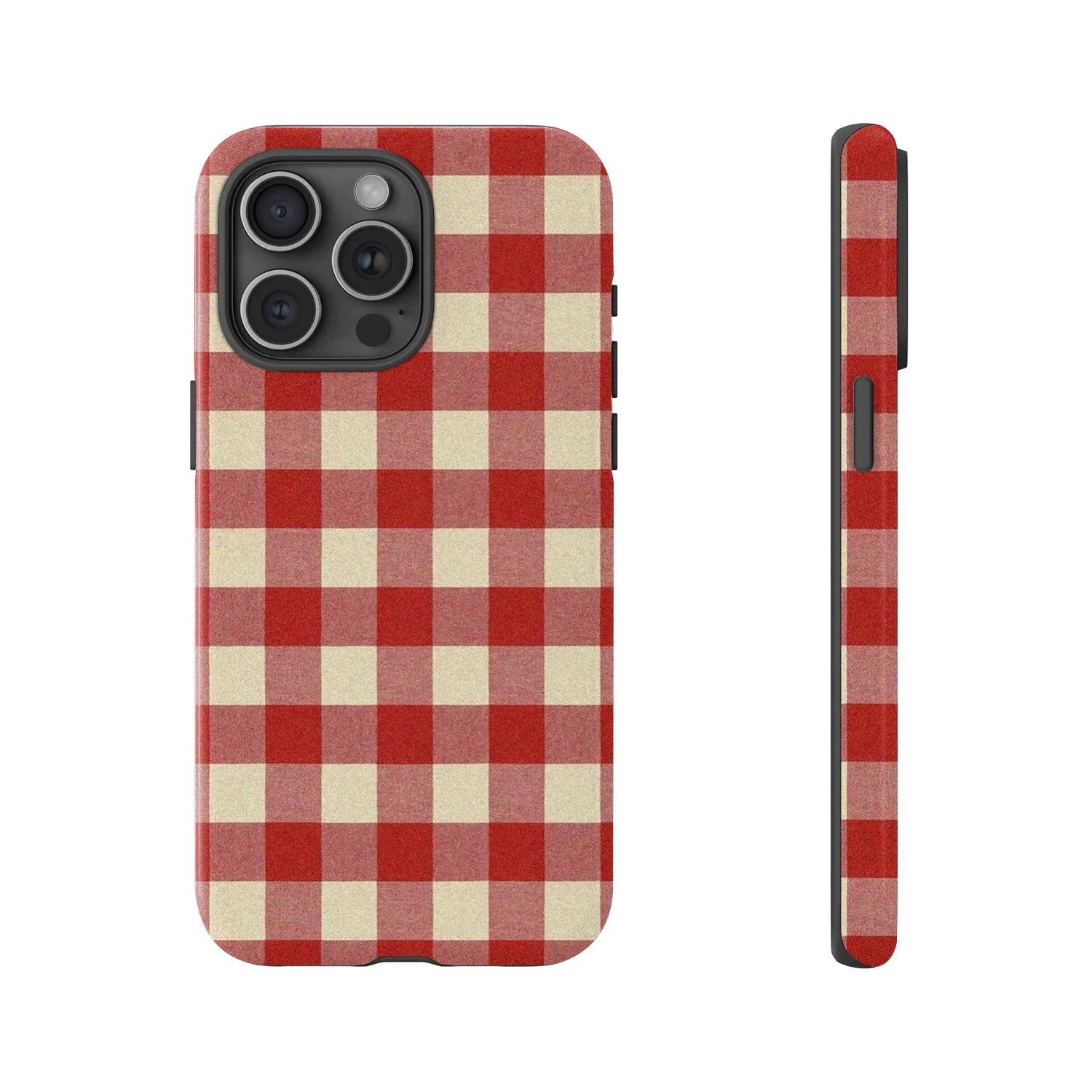 Retro Red Gingham Luxury Double-Layer Phone Case