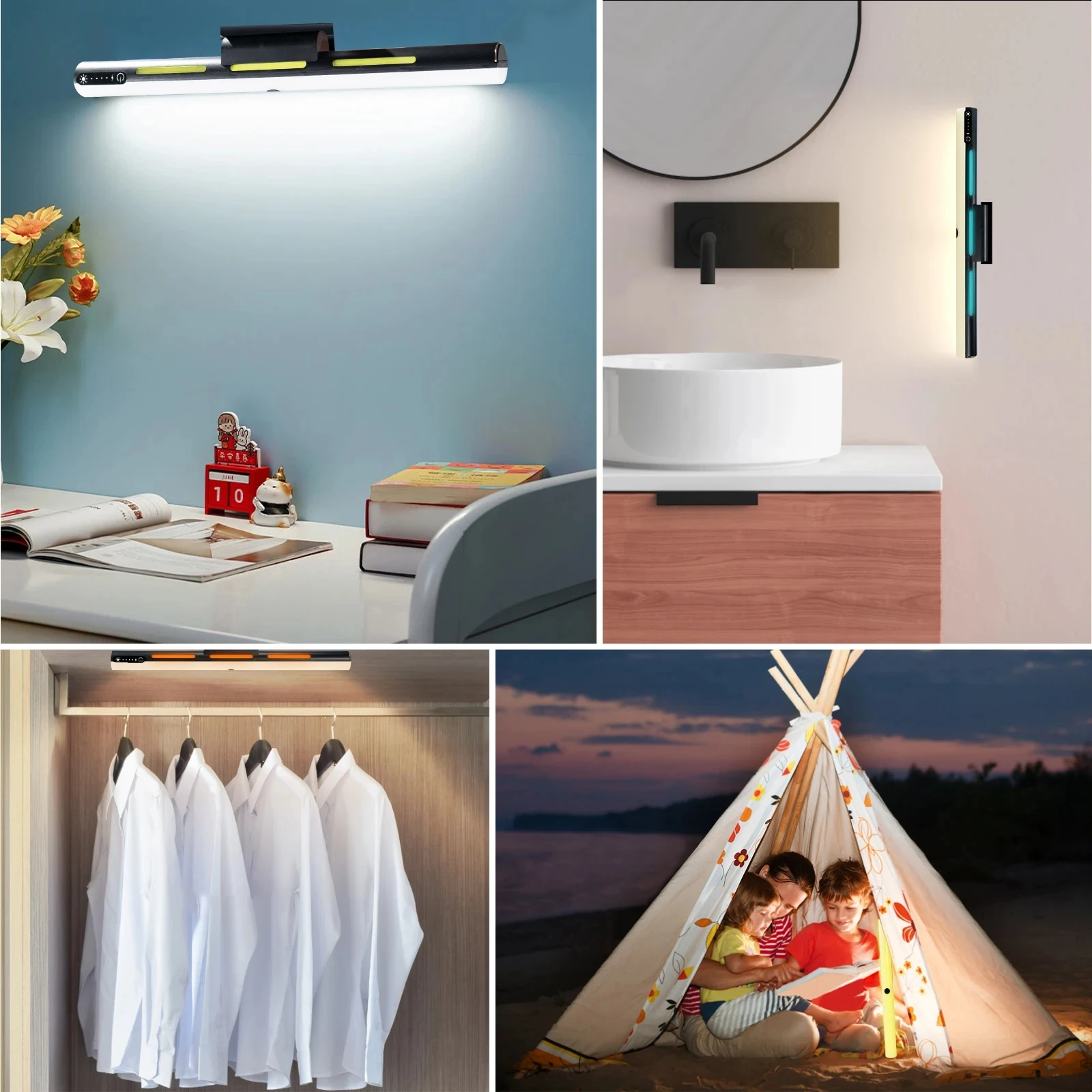 Modern LED Magnetic Wall Light Rechargeable Touch Cabinet Light Tri color Temperature RGB Atmosphere Light Mirror Front Light