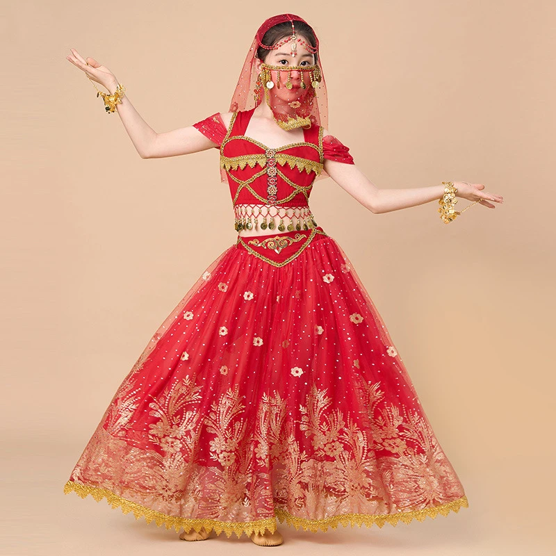 Costume Danza Del Ventre Bambina - Gonna E Top Con Monete, Per Halloween E Carnevale - Foto 2