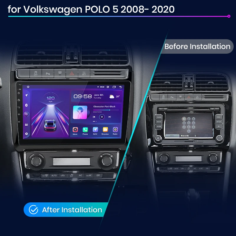 Junsun Wireless CarPlay Android Auto Car Radio for  VW Volkswagen POLO 5 GPS Intelligent Systems Stereo Multimedia Autoradio