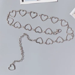 Women's Luxury Heart - Shaped Metal Waist Chain Belt - Goth Punk Style Accessory - 70cm (Silver)