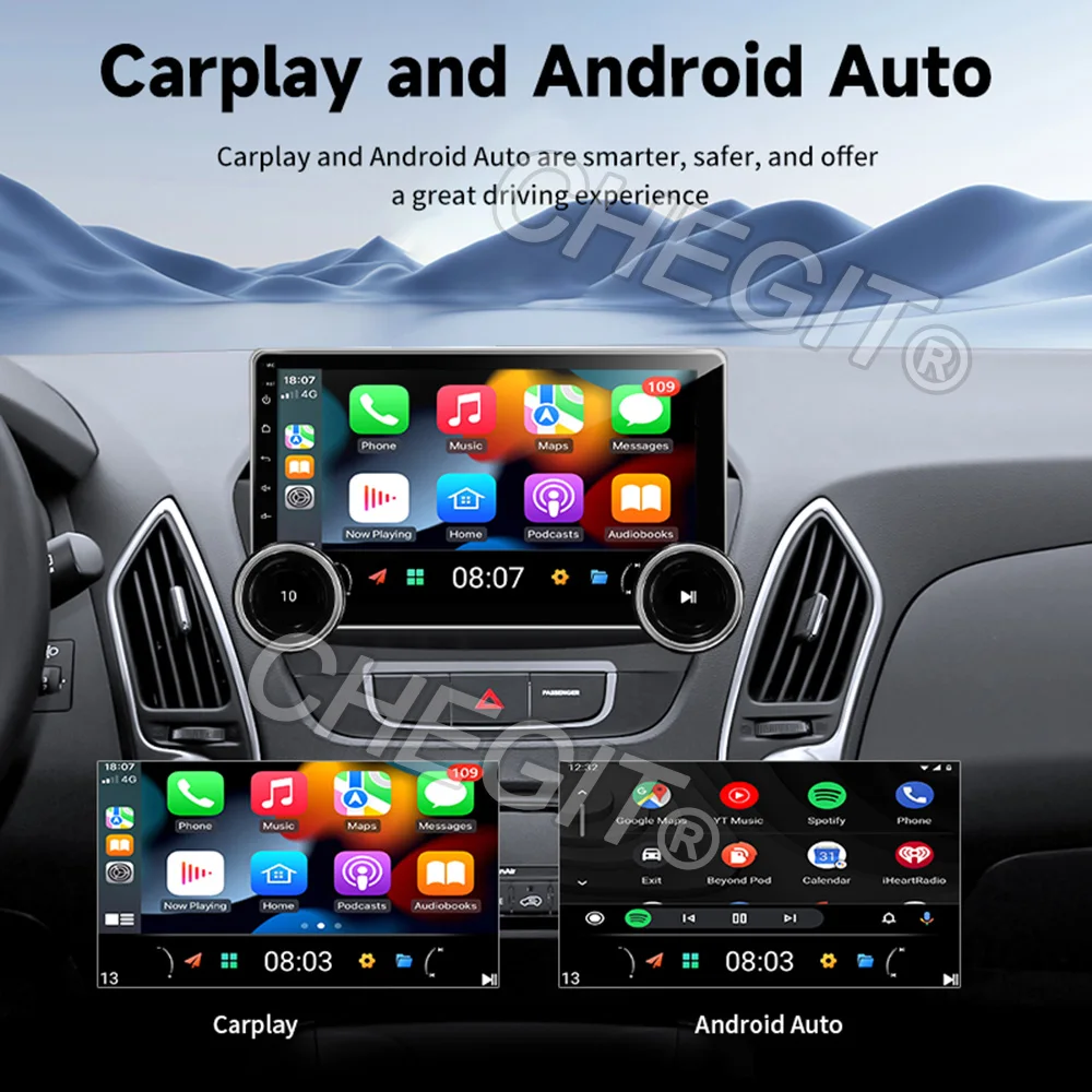 10.1 inch Universal android13 Car Radio Dual twist Android Auto
