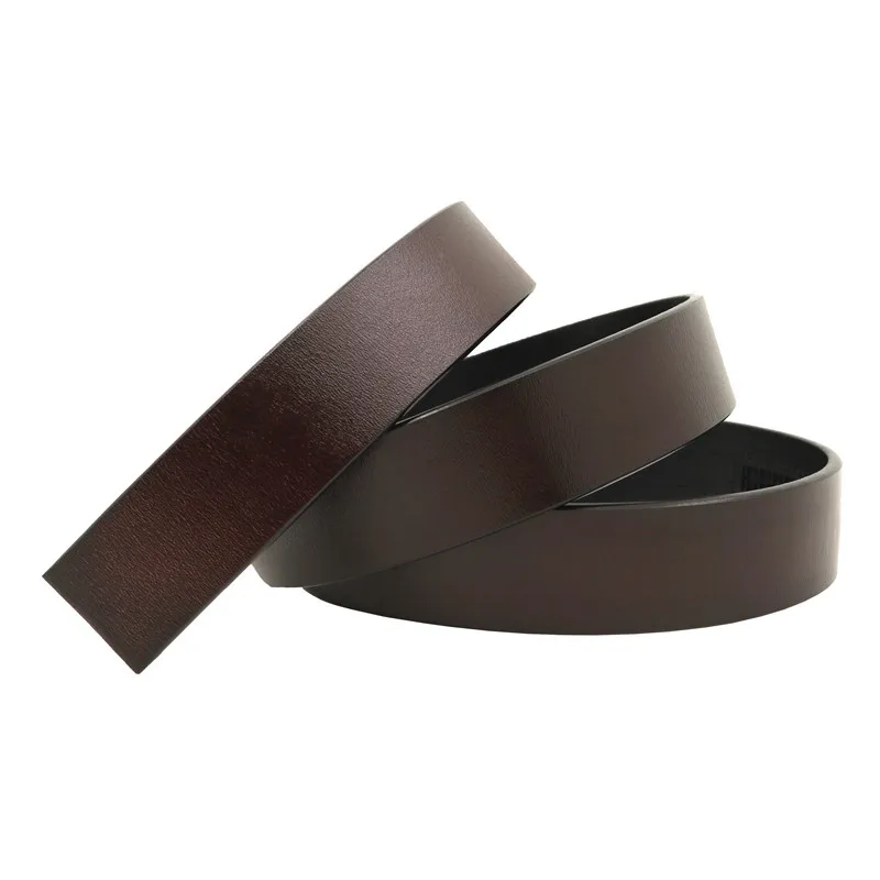 Men's Cow Leather No Buckle 3.5cm Wide Real Genuine Leather Belt Without Automatic Buckle Strap Belts Accessories High Quality