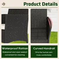 4-Piece Outdoor Patio Furniture Set with Coffee Table, Modern Rattan Chairs, Weather-Resistant for Porch Garden Lawn 3