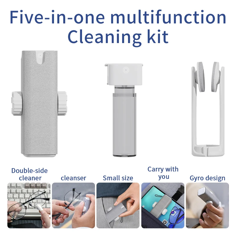 Eyeglass Cleaner Glass cloth Portable MINI spray bottle Mobile screen cleaning cloth 5 in 1 Eyewear accessories eyeglass cleaning cloth glasses cleaning wipes