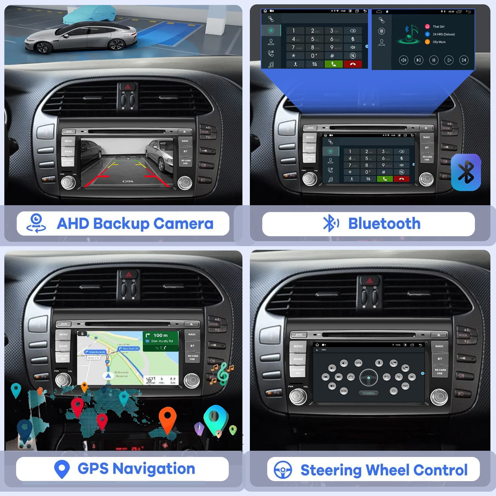 7"Android Car Radio For Fiat Bravo 2007-2014 Multimedia Player Supports 8”HD scr
