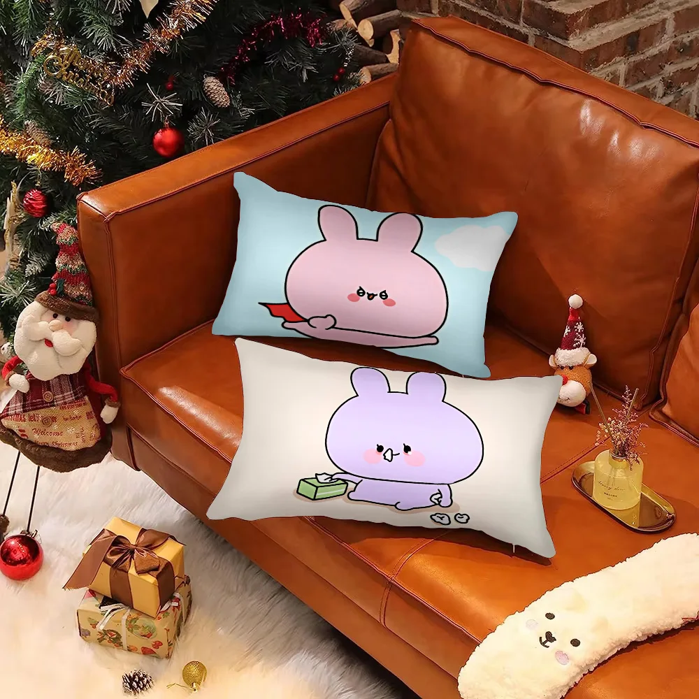 Asamimichaan Asleep Cute Asamimi Square Pillow Covers Cartoon Sofa Decorative Home Double-sided Printing Short Plush Cushion 3