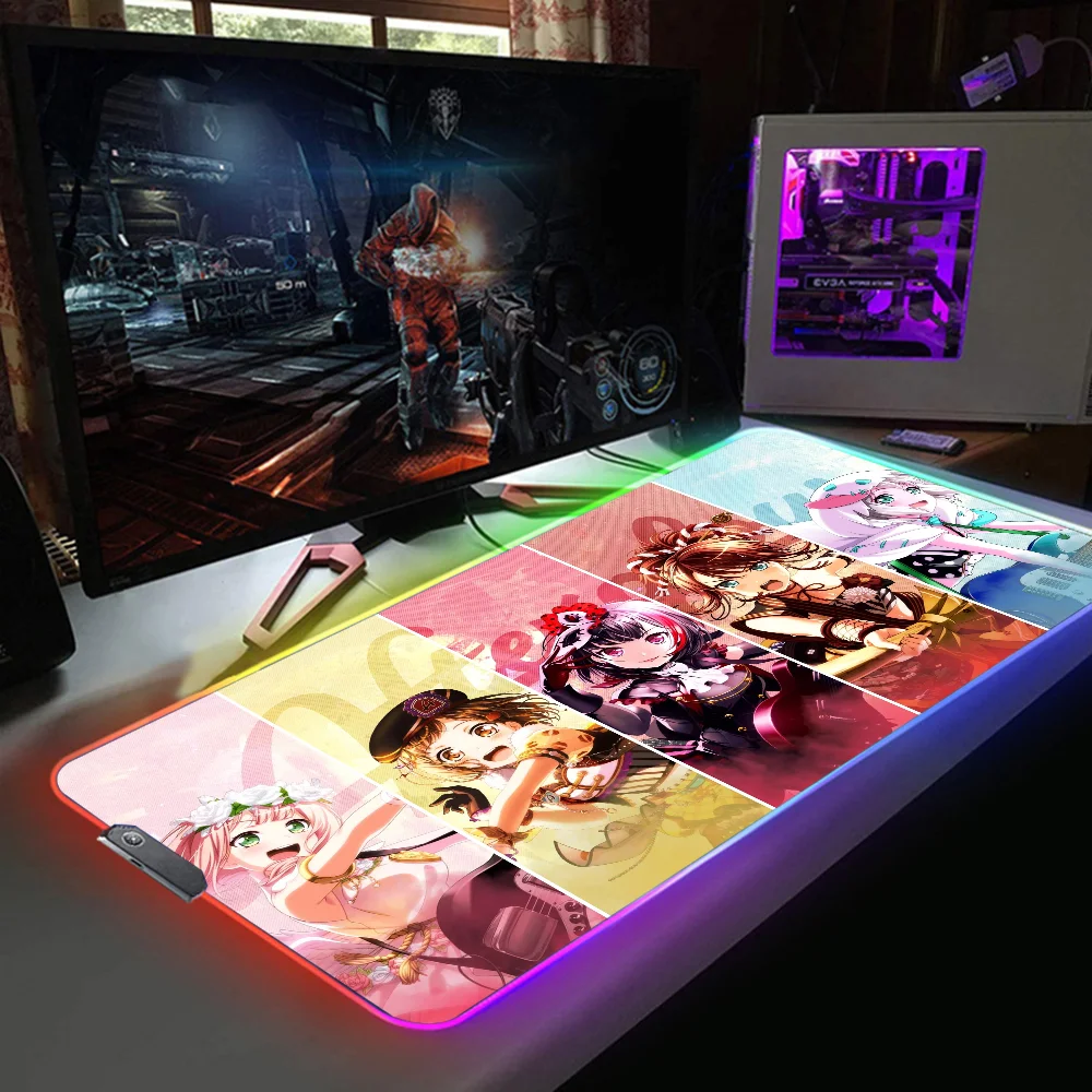 

Computer Large Anime Xxl Mouse Pad With Backlight Bang Dream Gaming Accessories Keyboard Pc Gamer Mousepad Rgb Desk Mat Cabinet