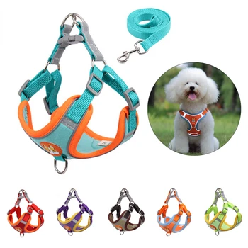 Dog Harness with 1.5m Traction Leash Set Pull Dog Vest Strap Adjustable Reflective Breathable Harness Dogs Puppy and Cats Cats 2