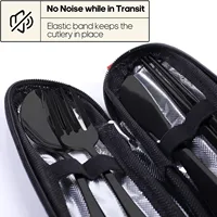 Travel Utensils Set With Storage Bag Portable Stainless Steel Reusable Outdoor Cutlery Fork Spoon Set For Camping Picnic Lunch 5