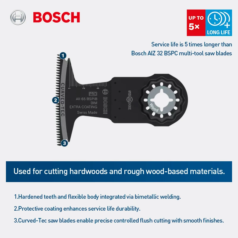 Accessorio Multiutensile Bosch Per Legno Duro - Lama Curva Per Taglio E Levigatura - Compatibile Con Utensili Multifunzionali - Foto 4