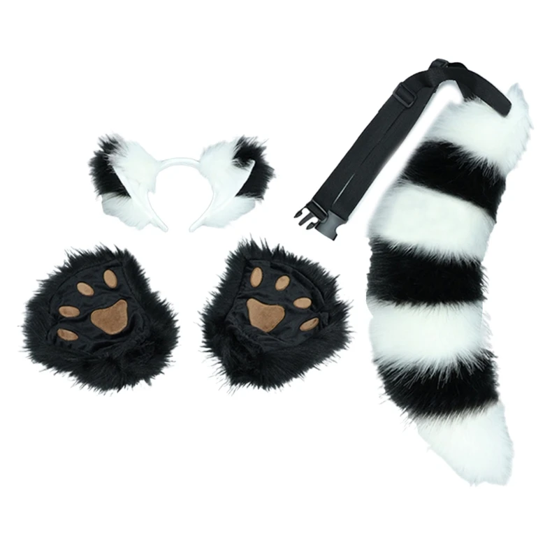 

Animal Cosplays Costume Foxes Ears Headbands Tail Glove Halloween Party Props