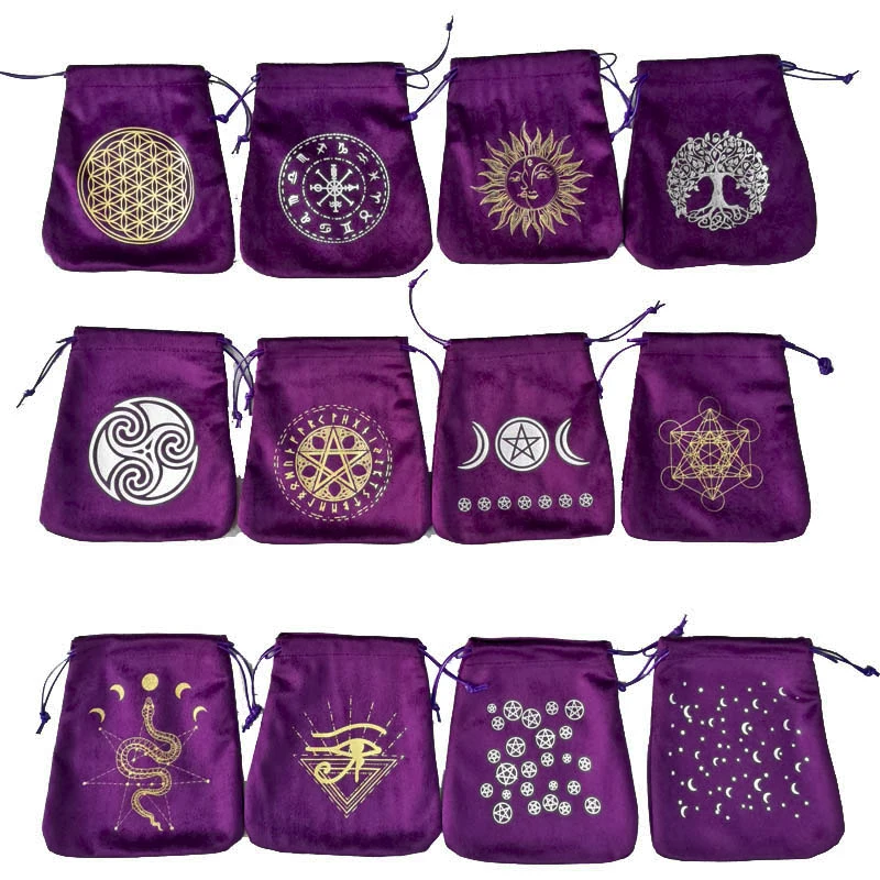 타로 카드 보관 가방 벨벳 타로 파우치 트리 카드 데크의 수명 크리스탈 Drawstring 파우치 주사위 타로 데크 다용도 가방