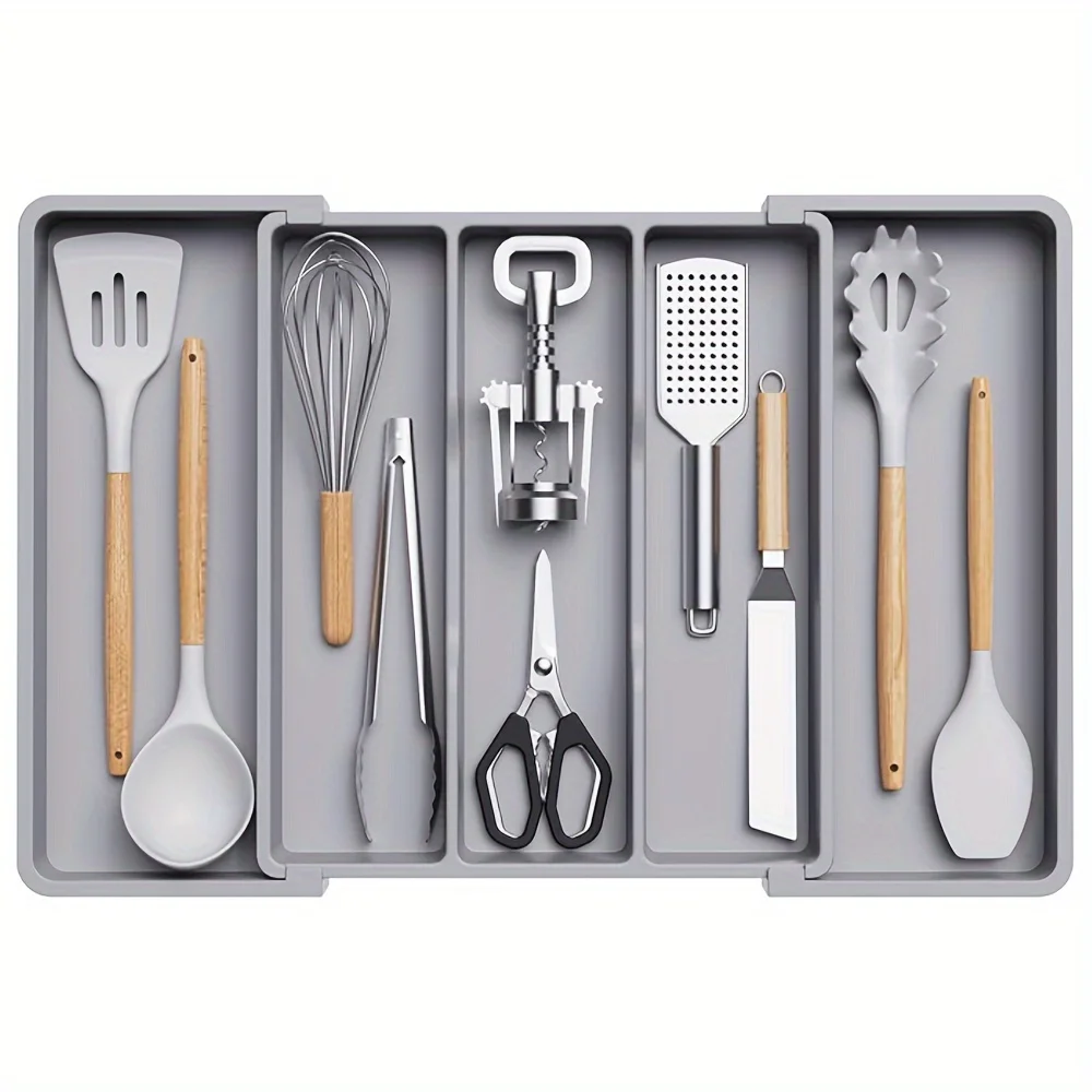 Expandable Adjustable Plastic Kitchen Utensil Organizer Cutlery Holder Tool Divider cutlery organizer flatware organizer silverware organizer
