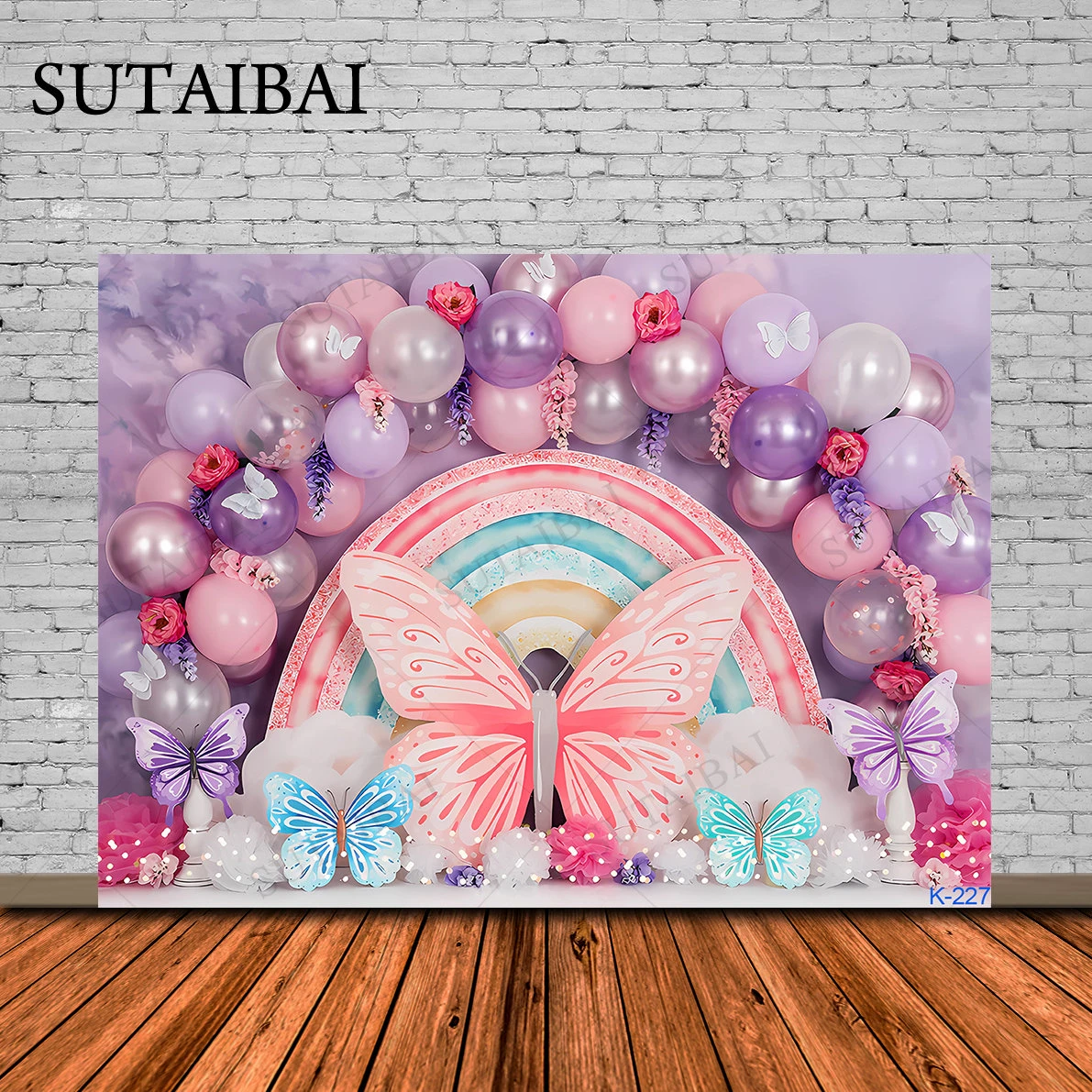 Butterfly Background Birthday Decoration Glitter Spring Floral Baby Shower Grils Photo Backdrop