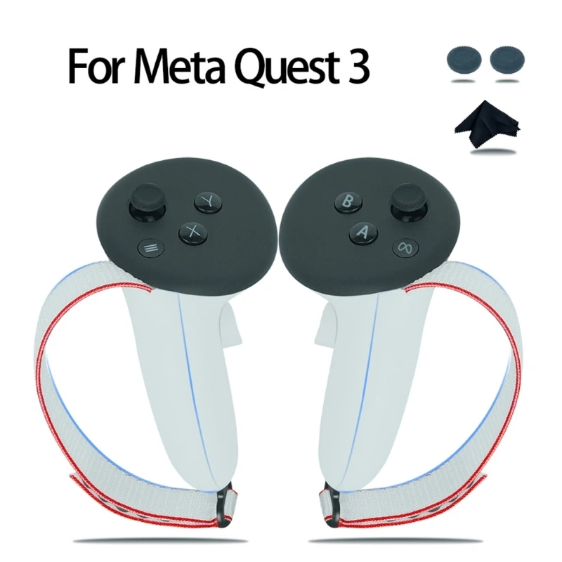 

Adjustable Strap Controller Grips Covers For Meta quest 3 Controllers Prevent Wear and Tear Grip with Caps Metal Buckle
