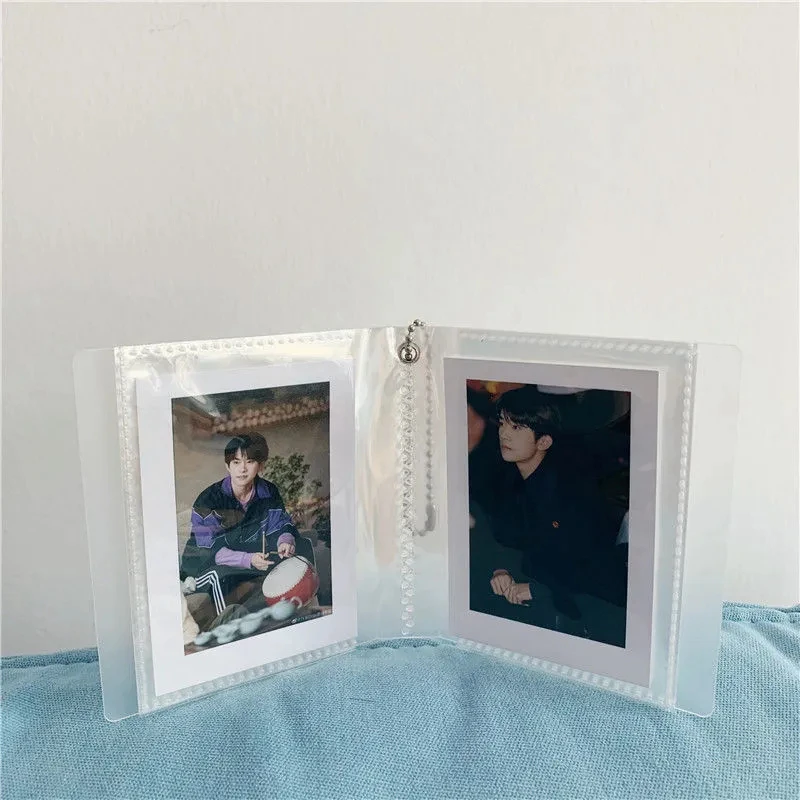 Small Photo Album Mini Photo Card with Keychain Collect Name Card Stickers  Holder Portable Keyrings Photo Book