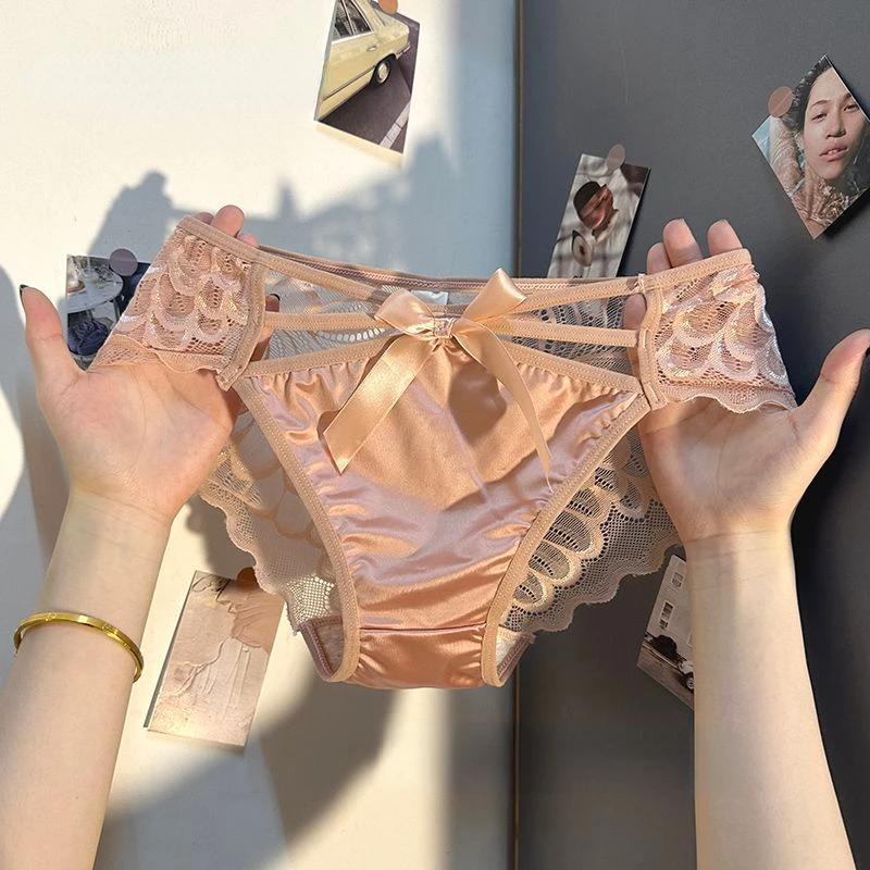Sexy Lace Bow Tie Straps Crossover Panties Women Underwear Traceless Triangle Panties Lingerie Solid Japanese Club Thongs New