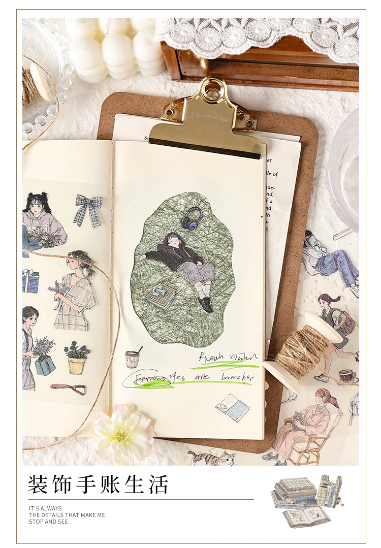 Journal GO 20 Stück niedliche Cartoon-Mädchen-Aufkleber, Korea, Anime-Charakter-Aufkleber, Handyhülle, Planer, Tagebuch, Scrapbooking, DIY-Abziehbilder – Detail 12