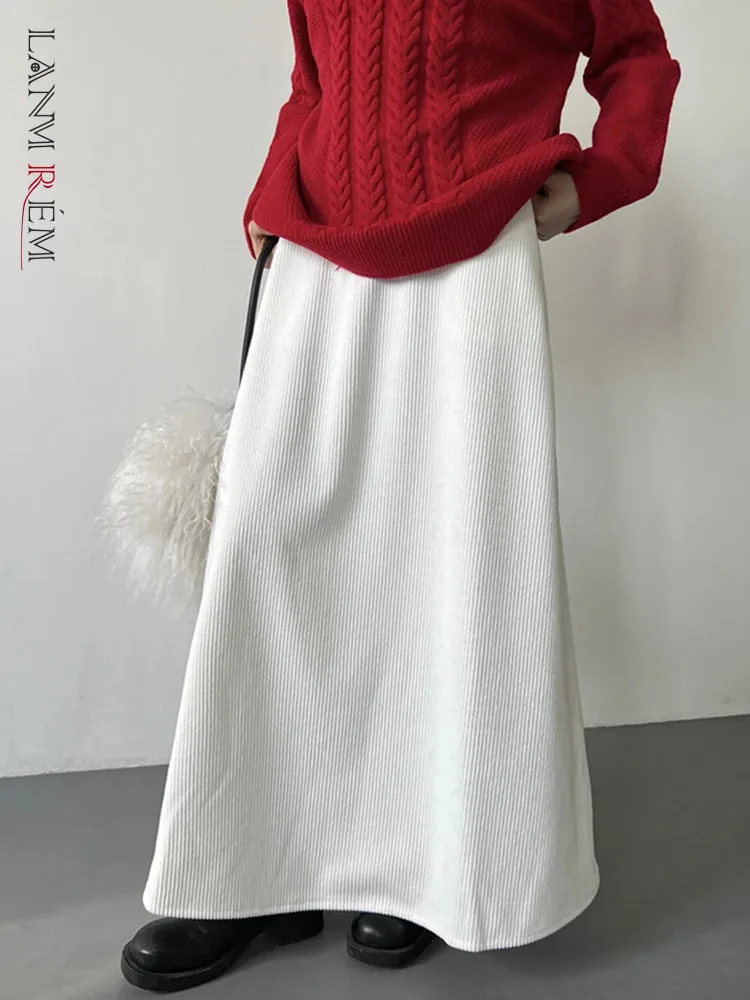 

[LANMREM] Fashioin Knitting A-line Skirts For Women High Waist Mid-length Office Lady Warm Clothing 2024 Spring New 26D8055