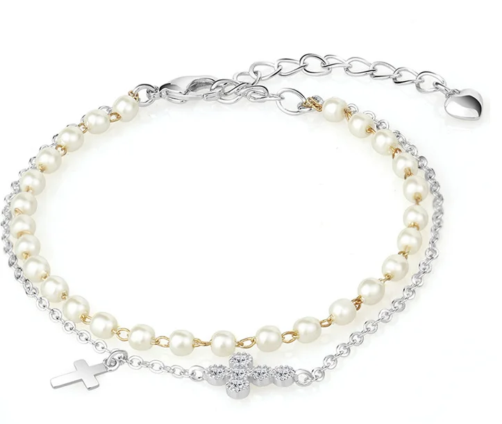 

YTF1360 925 Sterling Silver Wedding Pearl Zircon Necklace Earrings crystal lovers Bracelet