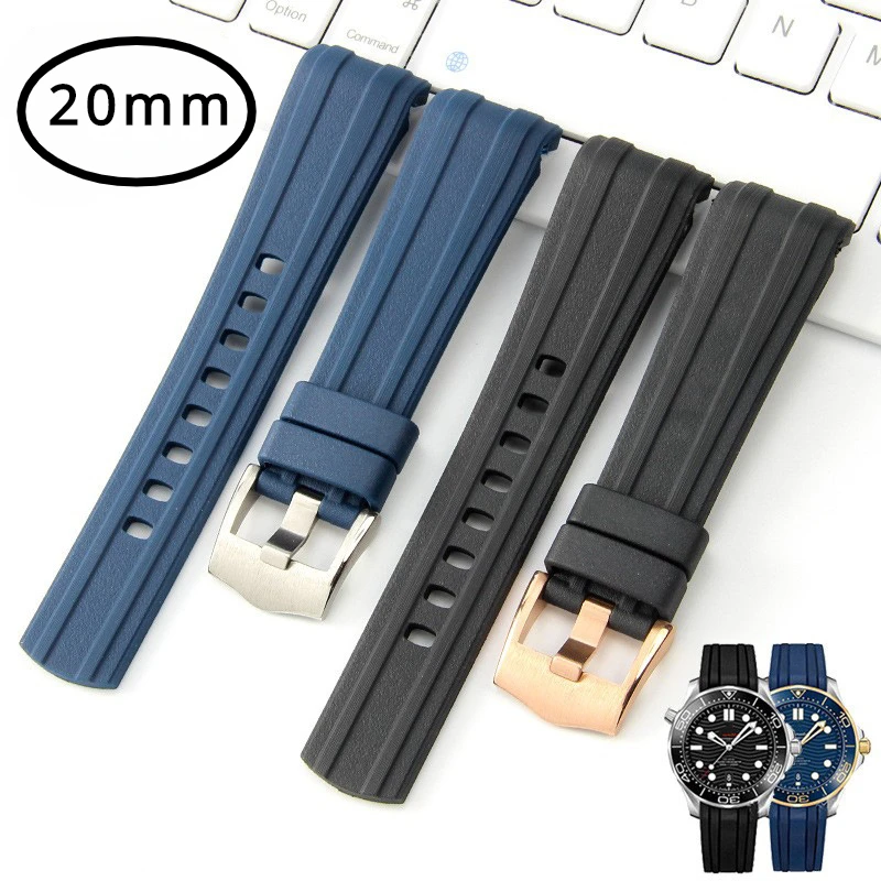 Accessori Per Orologi Bracciale Per Omega Seamaster 300 600 Spacemaster Cinturino Con Fibbia Ad Ardiglione Impermeabile In Silicone 20Mm Cintura Sport