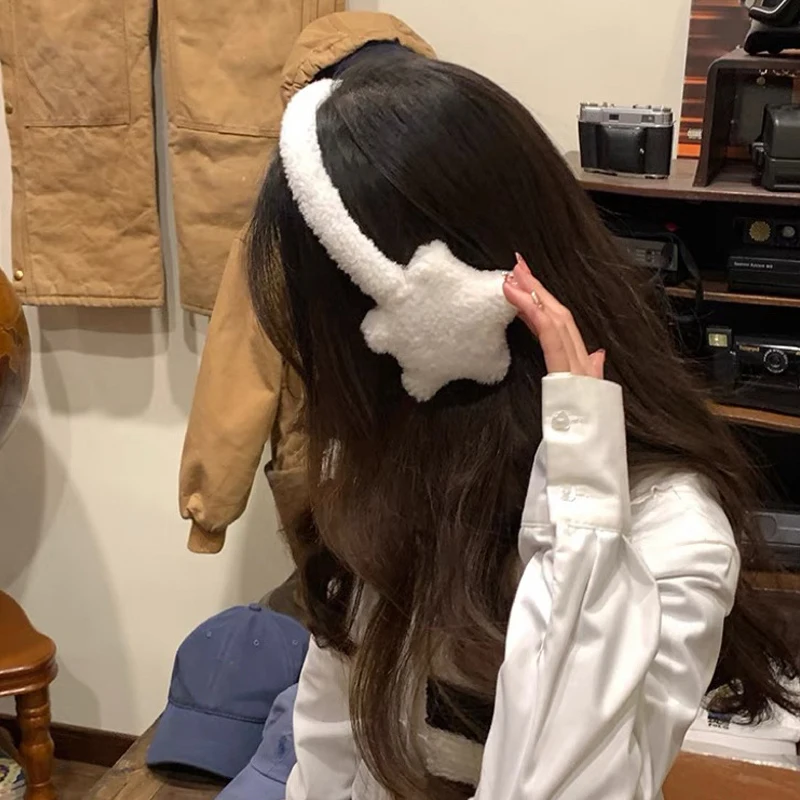 Warm Earmuffs Fur Earmuffs Y2k Women Fluffy Lovely Earmuffs Autumn Winter Cold-proof Plush Keep Warm Earflap Fashion Versatile Solid Color Irregular Earcap