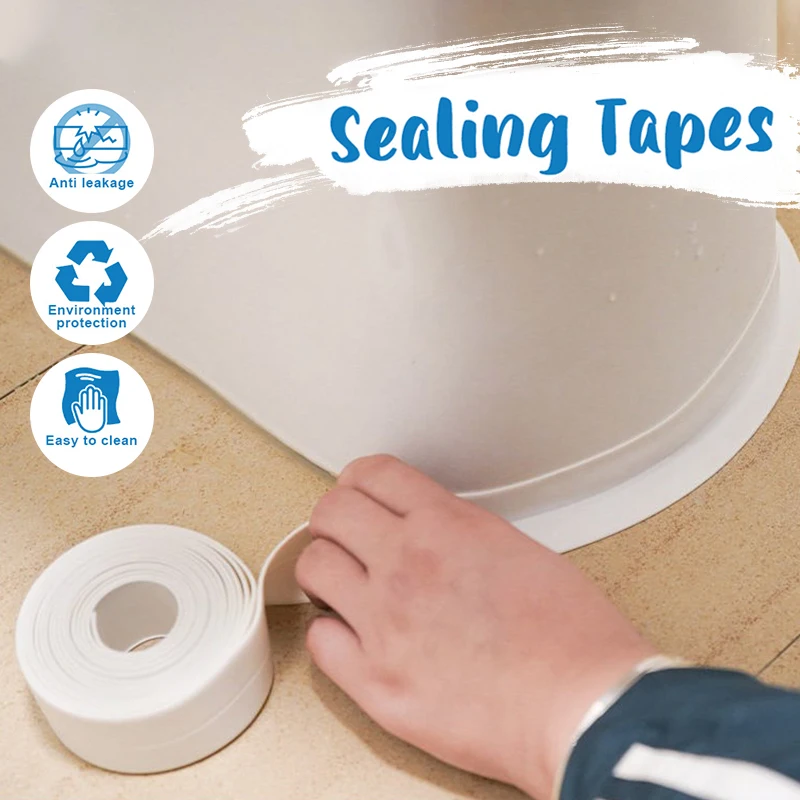 Sealing Strip Tape Sealing Tape Sealing Strip Waterproof Tape Shower Bath Sealing Strips Tape PVC Self Adhesive Waterproof Wall Sticker For Bathroom Kitchen Seal Caulk Strip Sink Mold Proof