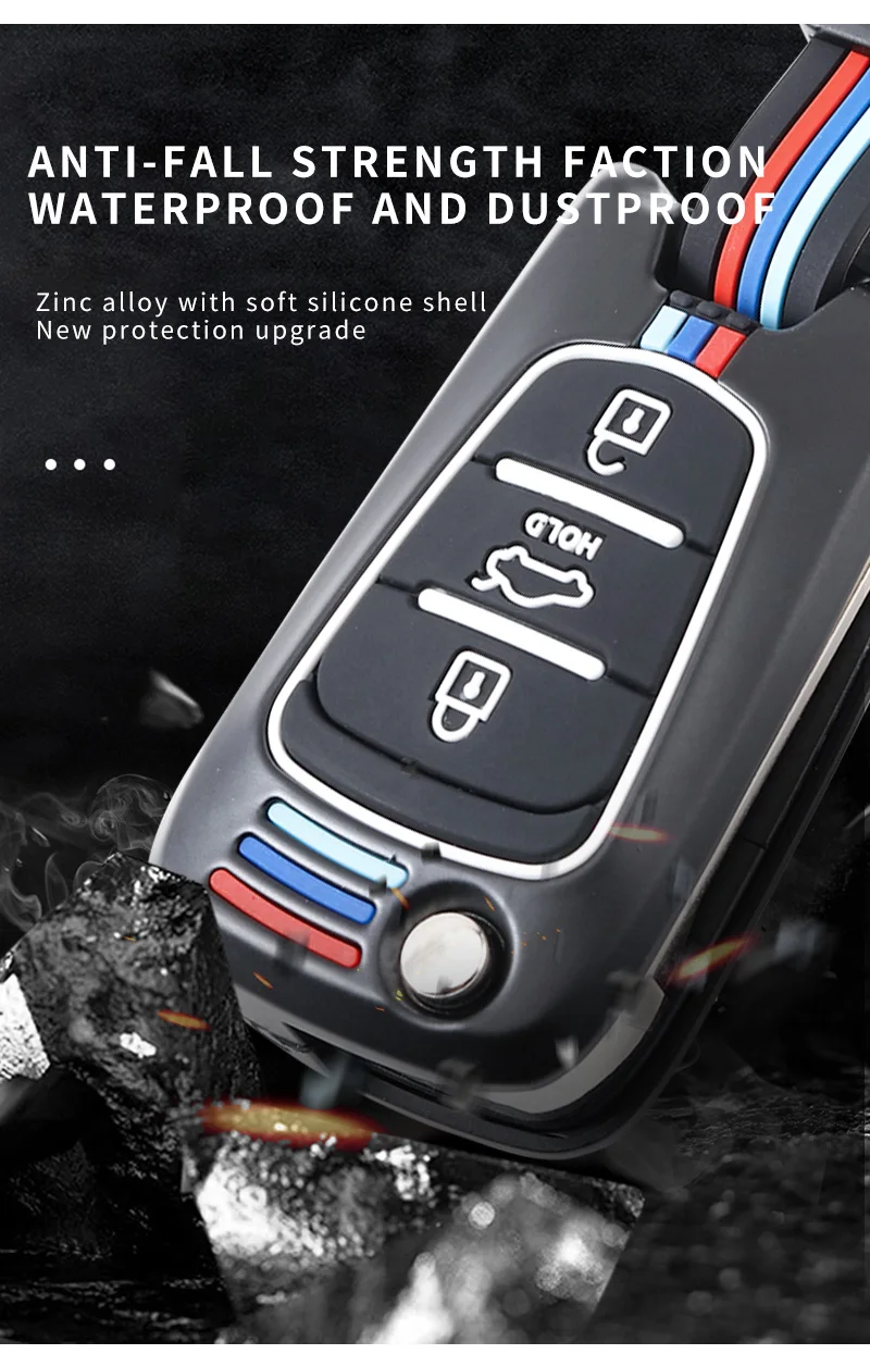 Lega Silicone 3 pulsanti Flip Cover telecomando portachiavi per Kia K2 K5 Pro Ceed HYUNDAI I20 I30 I40 copertura chiave auto SANTA - S0804f426c8fe4d8aa6e8b8bc604b3d9e3