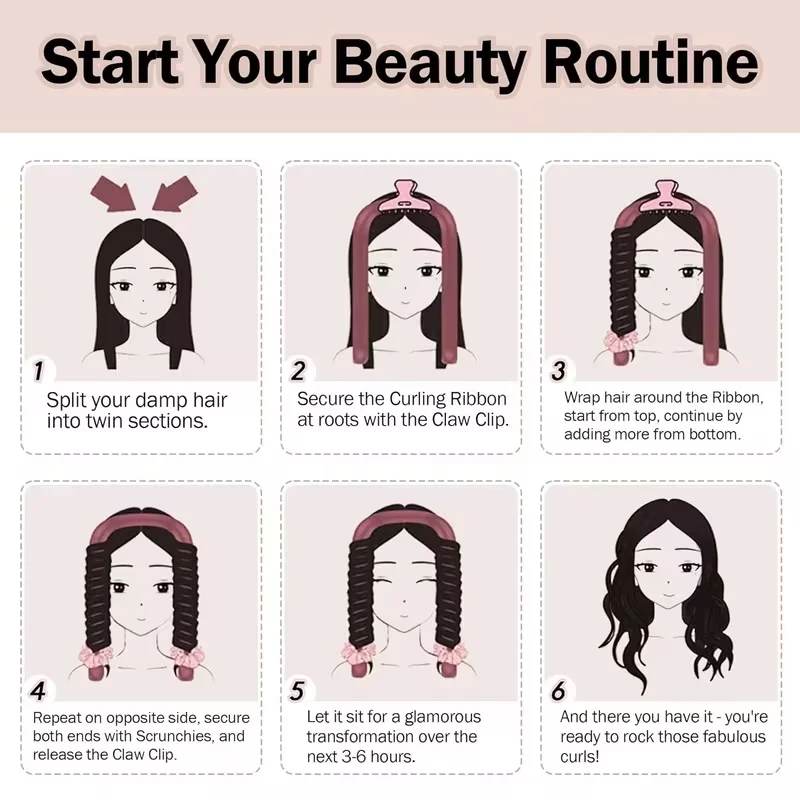 Heatless Hair Curler Set with Massage Comb for Effortless Overnight Curls
