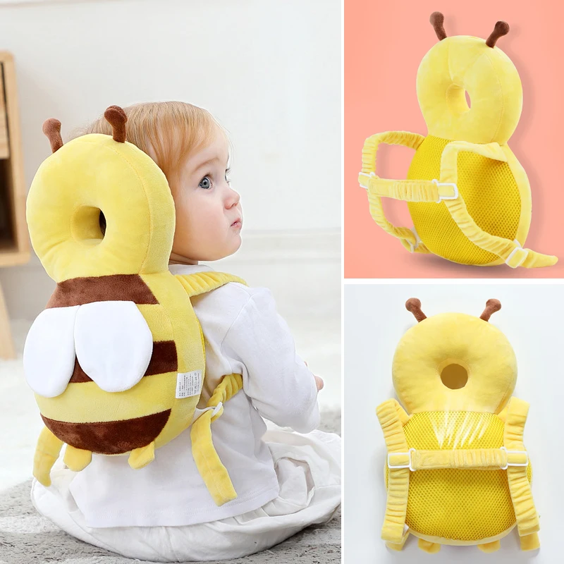 Baby Head Bee Back Protector Children Safe Protect Pillow Learn Walk Head Protector Cartoon Cushion Anti Fall Backward Cap Carry