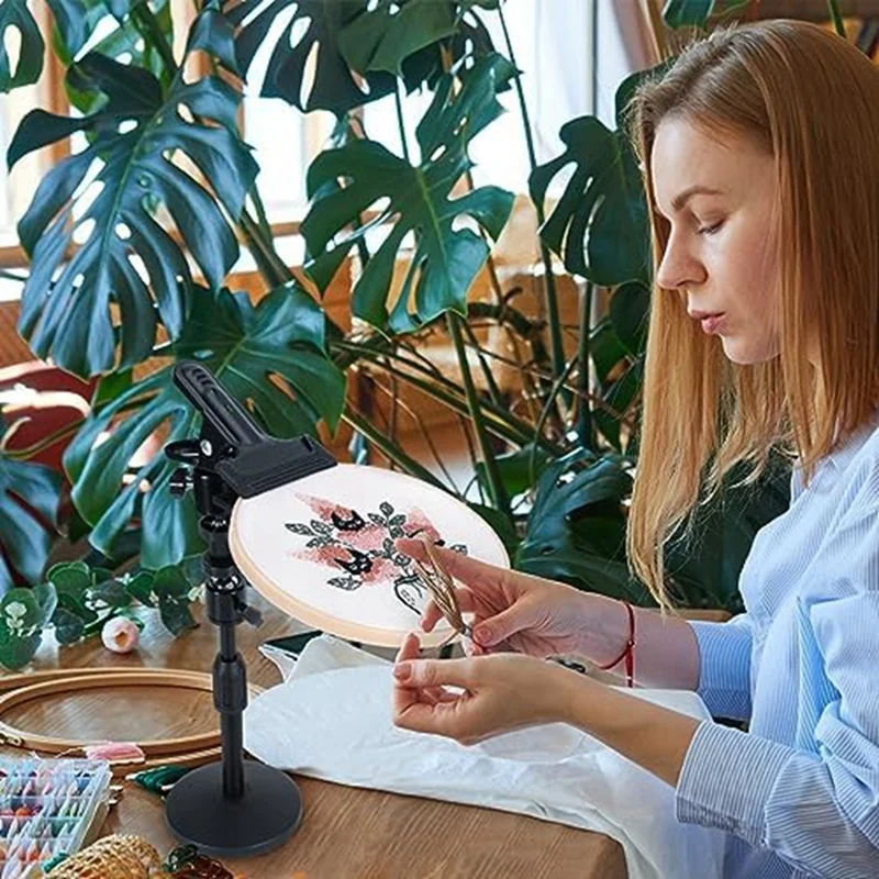 1 Piece Embroidery Hoop Holder Metal Rotating Adjustable Embroidery Holder Hoop For Projects
